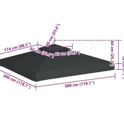 vidaXL Jardín-Cubierta de repuesto de cenador 310 g/m² 3x3 m