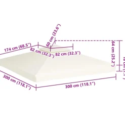 vidaXL Jardín-Cubierta de repuesto de cenador 310 g/m² blanco 3x3 m