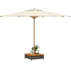 vidaXL Jardín-Cubierta para base sombrilla ratán PE acacia 70x70x25 cm