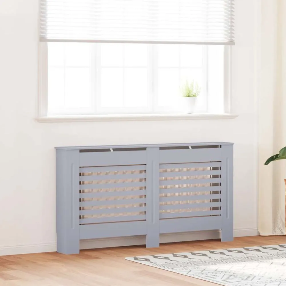 vidaXL Accesorios Para Electrodomésticos-Cubierta para radiador MDF gris 152x19x81,5 cm