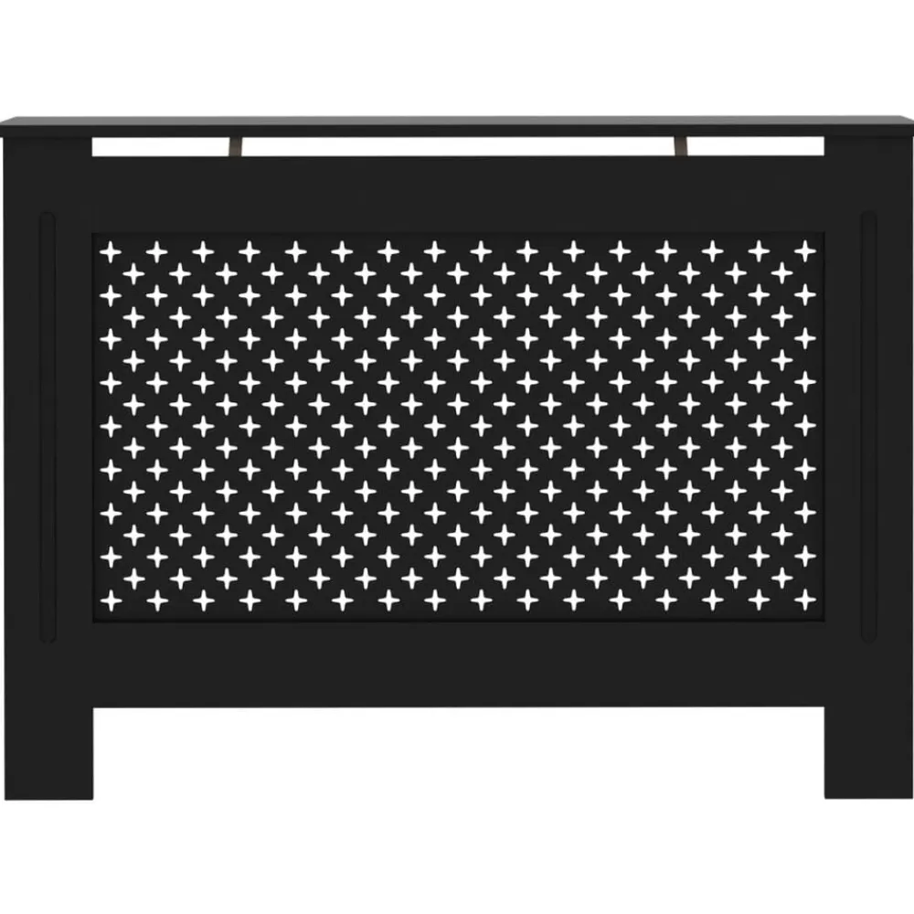 vidaXL Cubierta para radiador MDF 112x19x81,5 cm Negro New
