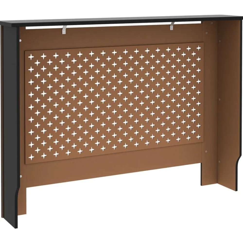 vidaXL Cubierta para radiador MDF 112x19x81,5 cm Negro New