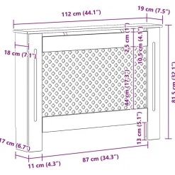 vidaXL Cubierta para radiador MDF 112x19x81,5 cm Negro New