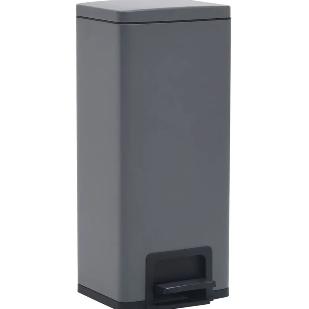 vidaXL Productos Del Hogar-Cubo basura con pedal antihuellas 30L acero inoxidable