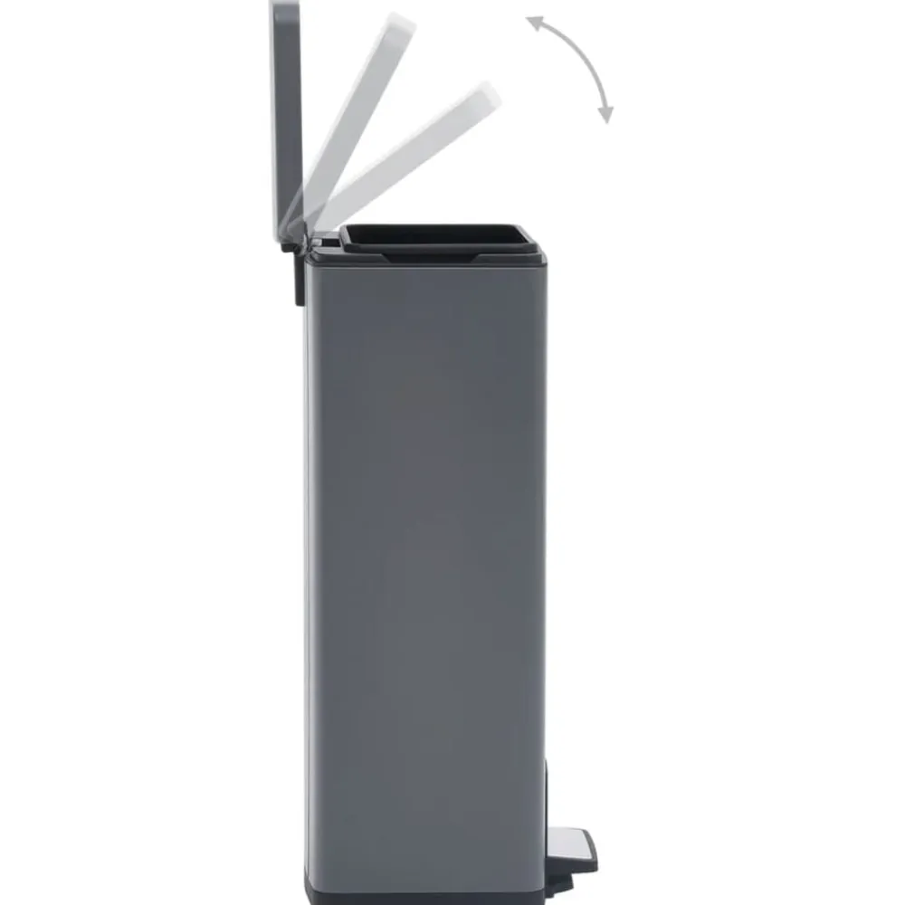 vidaXL Productos Del Hogar-Cubo basura con pedal antihuellas 30L acero inoxidable