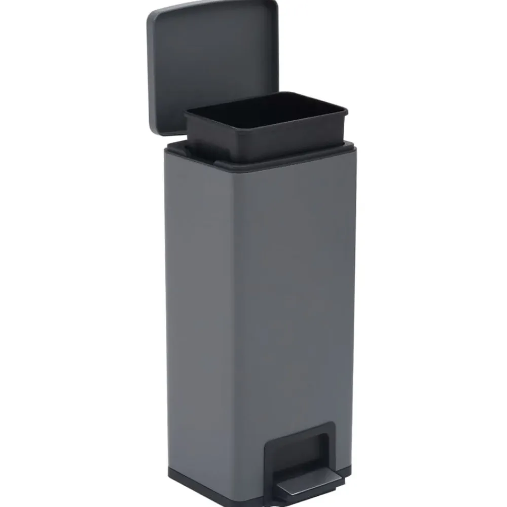 vidaXL Productos Del Hogar-Cubo basura con pedal antihuellas 30L acero inoxidable