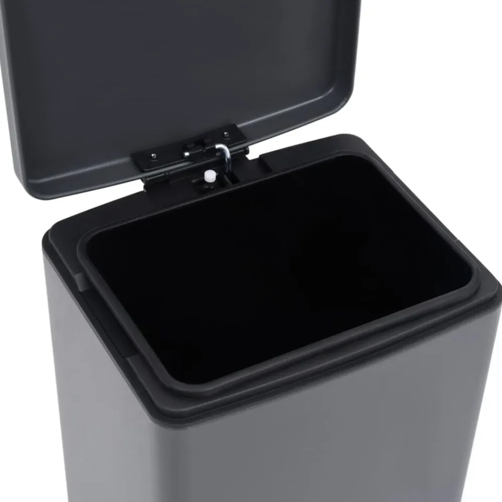 vidaXL Productos Del Hogar-Cubo basura con pedal antihuellas 30L acero inoxidable