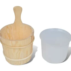 vidaXL Piscina Y Spa-Cubo de accesorios de sauna cuchara, reloj, termo higrómetro