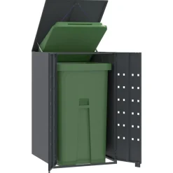 vidaXL Cubo de basura con ruedas para cubo individual 69x79x117 cm acero Antracita Clearance