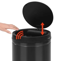 vidaXL Cubo de basura con sensor automático 80L acero al carbono Negro Sale