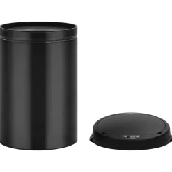 vidaXL Cubo de basura con sensor automático 30L acero al carbono Negro Discount