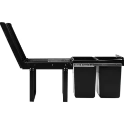 vidaXL Productos Del Hogar-Cubo de basura de cocina extraíble reciclaje cierre suave 48 L