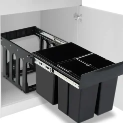 vidaXL Productos Del Hogar-Cubo de basura extraíble en armario de cocina cierre suave 48 L