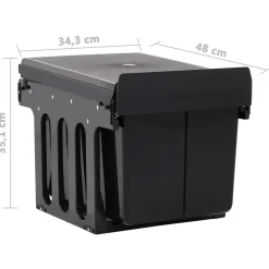 vidaXL Productos Del Hogar-Cubo de basura extraíble en armario de cocina cierre suave 48 L