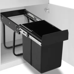 vidaXL Productos Del Hogar-Cubo de basura extraíble en armario de cocina cierre suave 20 L