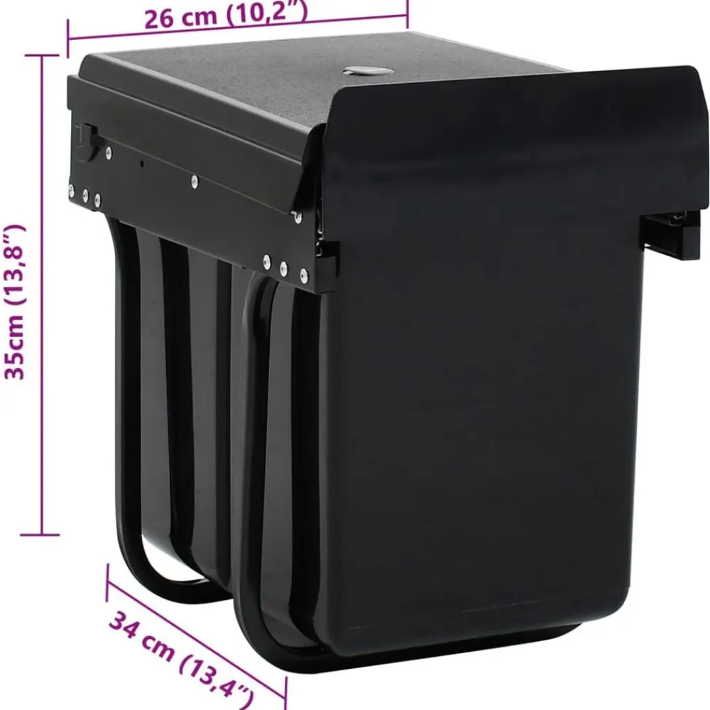 vidaXL Productos Del Hogar-Cubo de basura extraíble en armario de cocina cierre suave 20 L