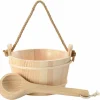 vidaXL Piscina Y Spa-Cubo de Sauna 2 pcs Marrón Madera de Pino Sólida y Cáñamo