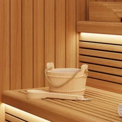 vidaXL Piscina Y Spa-Cubo de Sauna 2 pcs Marrón Madera de Pino Sólida y Cáñamo