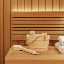vidaXL Piscina Y Spa-Cubo de Sauna 2 pcs Marrón Madera de Pino Sólida y Cáñamo