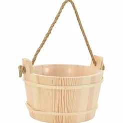 vidaXL Piscina Y Spa-Cubo de Sauna 2 pcs Marrón Madera de Pino Sólida y Cáñamo
