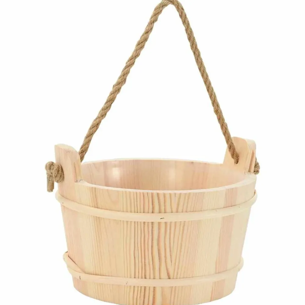 vidaXL Piscina Y Spa-Cubo de Sauna 2 pcs Marrón Madera de Pino Sólida y Cáñamo