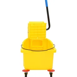 vidaXL Carretones Y Caddies De Mantenimiento-Cubo para fregona con escurridor y ruedas PP amarillo 36 L