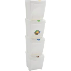vidaXL Cubos de basura apilables 4 uds polipropileno 100 L Blanco Best