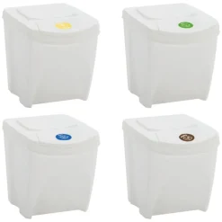 vidaXL Cubos de basura apilables 4 uds polipropileno 100 L Blanco Best