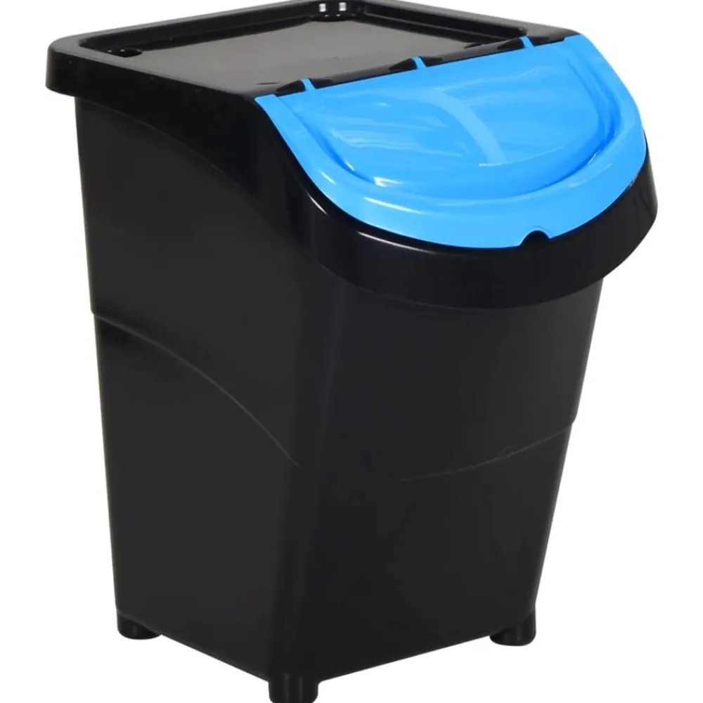 vidaXL Productos Del Hogar-Cubos de basura apilables con tapa 3 uds PP 120 L