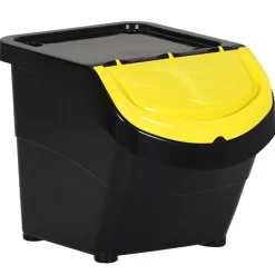 vidaXL Cubos de basura apilables con tapa 3 uds PP 78 L Negro Discount