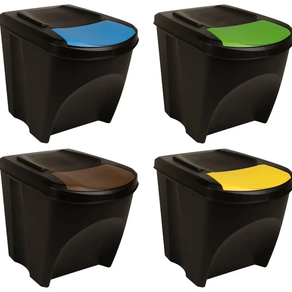 vidaXL Cubos de basura apilables 4 piezas gris 100 L Antracita Best