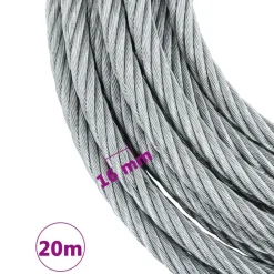 vidaXL Manipulación De Materiales-Cuerda de cable 3200 kg 20 m