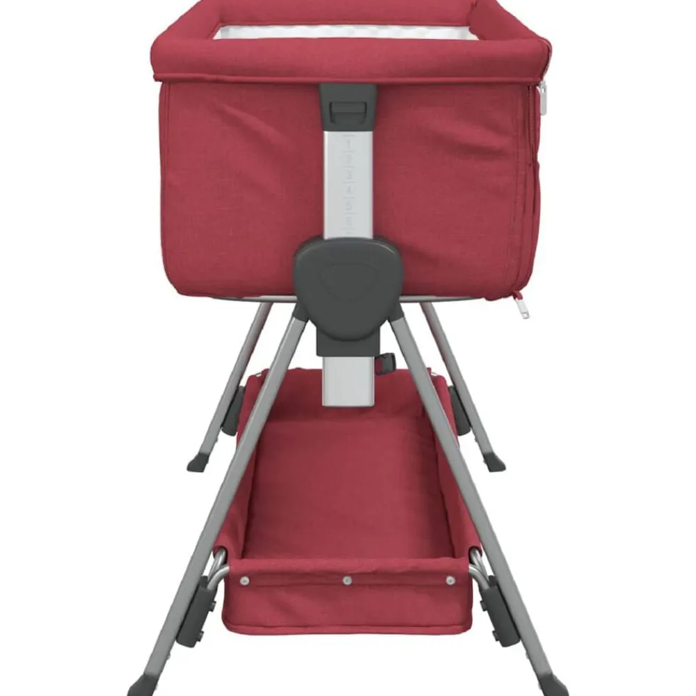 vidaXL Cuna con colchón tela de lino Rojo New