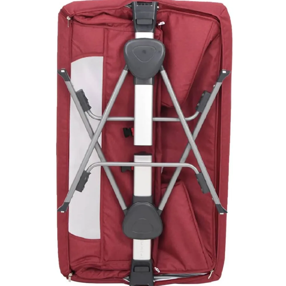 vidaXL Cuna con colchón tela de lino Rojo New