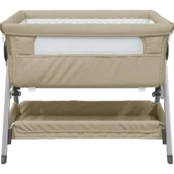 Niños vidaXL Mobiliario Para Bebés Y Niños Pequeños-Cuna con colchón tela de lino gris taupe