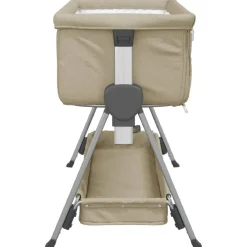 Niños vidaXL Mobiliario Para Bebés Y Niños Pequeños-Cuna con colchón tela de lino gris taupe