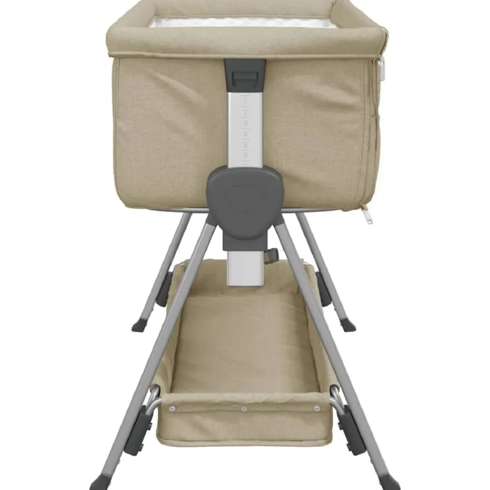 Niños vidaXL Mobiliario Para Bebés Y Niños Pequeños-Cuna con colchón tela de lino gris taupe