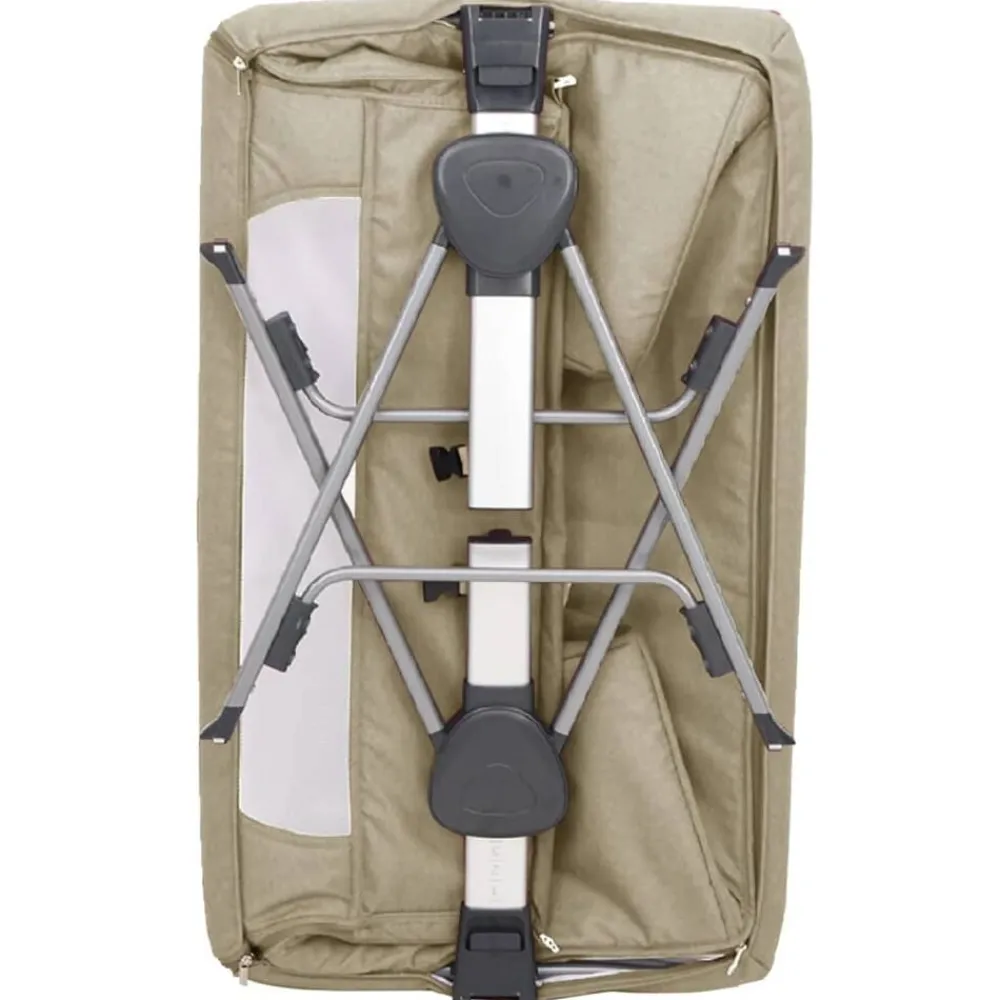 Niños vidaXL Mobiliario Para Bebés Y Niños Pequeños-Cuna con colchón tela de lino gris taupe