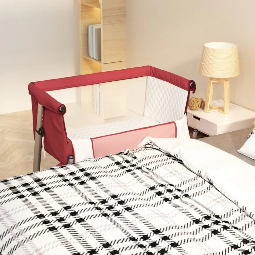 Niños vidaXL Mobiliario Para Bebés Y Niños Pequeños-Cuna con colchón tela de lino