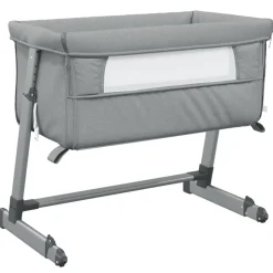 Niños vidaXL Mobiliario Para Bebés Y Niños Pequeños-Cuna con colchón tela de lino