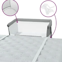Niños vidaXL Mobiliario Para Bebés Y Niños Pequeños-Cuna con colchón tela de lino