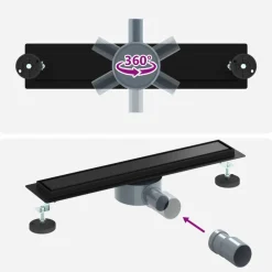 vidaXL Desagüe de ducha 2 en 1 con sifón de 360° 50 cm Negro