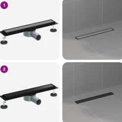 vidaXL Desagüe de ducha 2 en 1 con sifón de 360° 50 cm Negro
