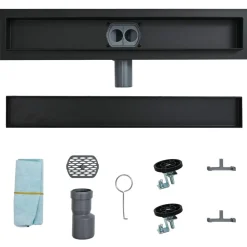 vidaXL Desagüe de ducha 2 en 1 con sifón de 360° 50 cm Negro