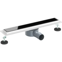 vidaXL Fontanería-Desagüe de ducha con tapa de vidrio y sifón 360° Negro 50 cm