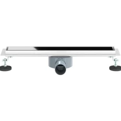 vidaXL Fontanería-Desagüe de ducha con tapa de vidrio y sifón 360° Negro 50 cm