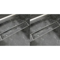 vidaXL Fontanería-Desagüe lineal de ducha 2 piezas 530x140 mm acero inoxidable