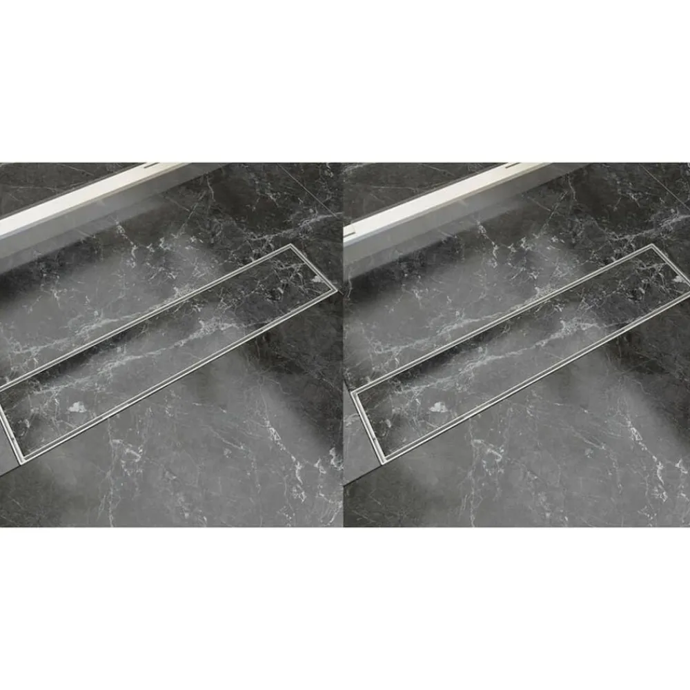 vidaXL Fontanería-Desagüe lineal de ducha 2 piezas 530x140 mm acero inoxidable