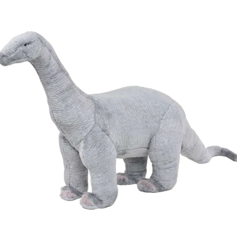 vidaXL Juguetes-Dinosaurio braquiosaurio de peluche de pie gris XXL