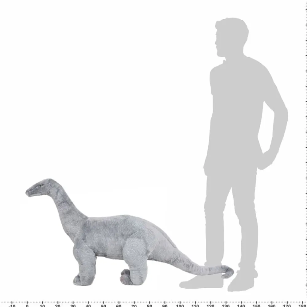 vidaXL Juguetes-Dinosaurio braquiosaurio de peluche de pie gris XXL